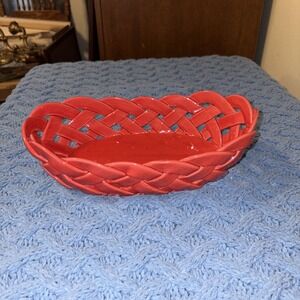Primo GI Red Ceramic Woven Basket Made in Italy